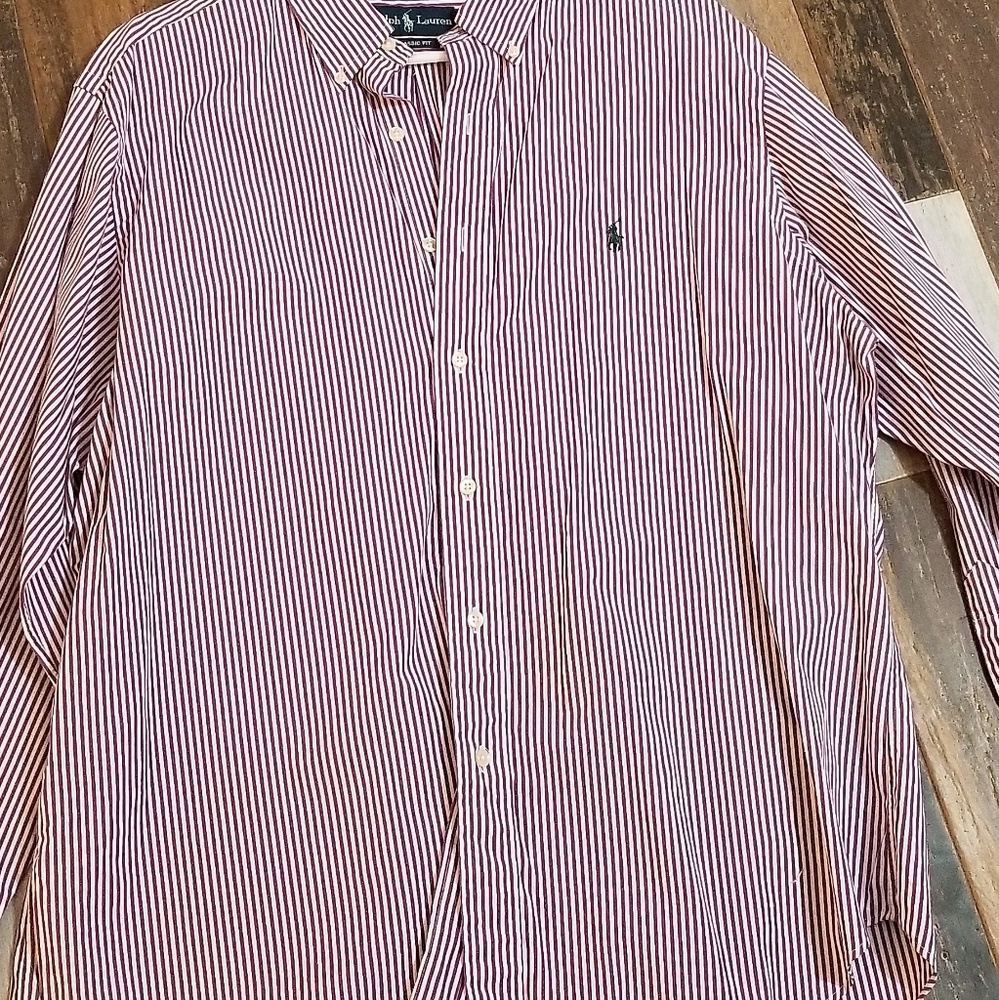 Purple stripes polo button down